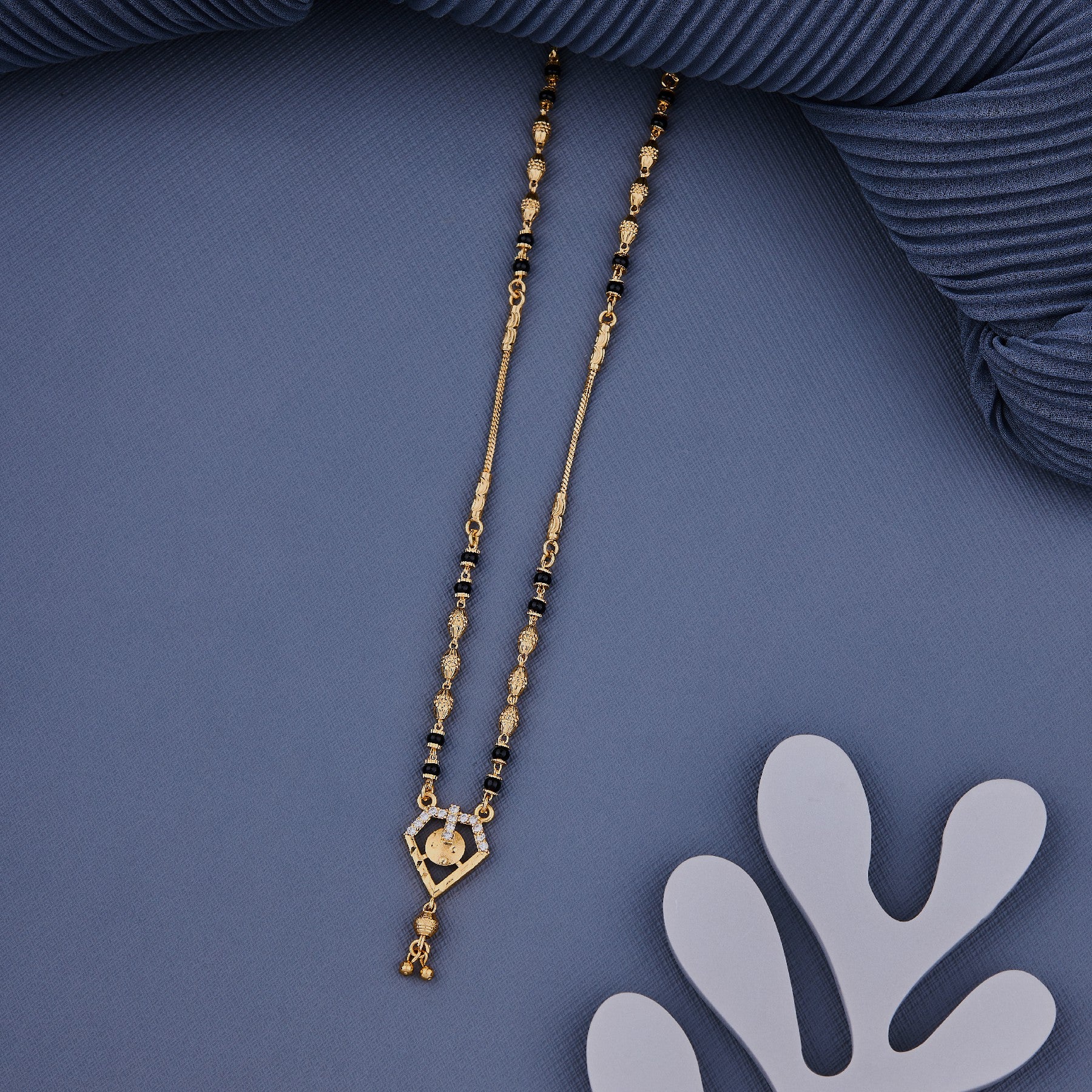 Gold Plated Bow Shaped Mangalsutra with Chain for Women
