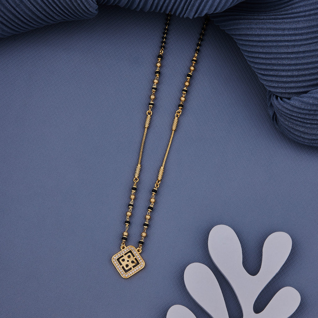 Square Stone Mangalsutra In Gold Finish