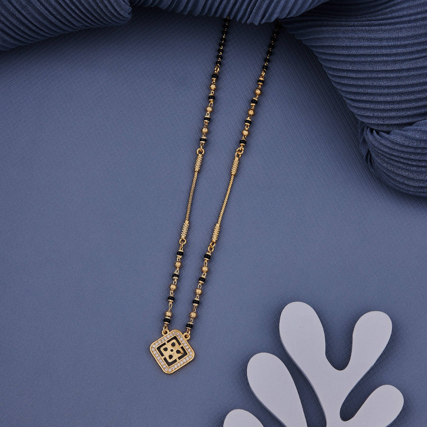 Square Stone Mangalsutra In Gold Finish