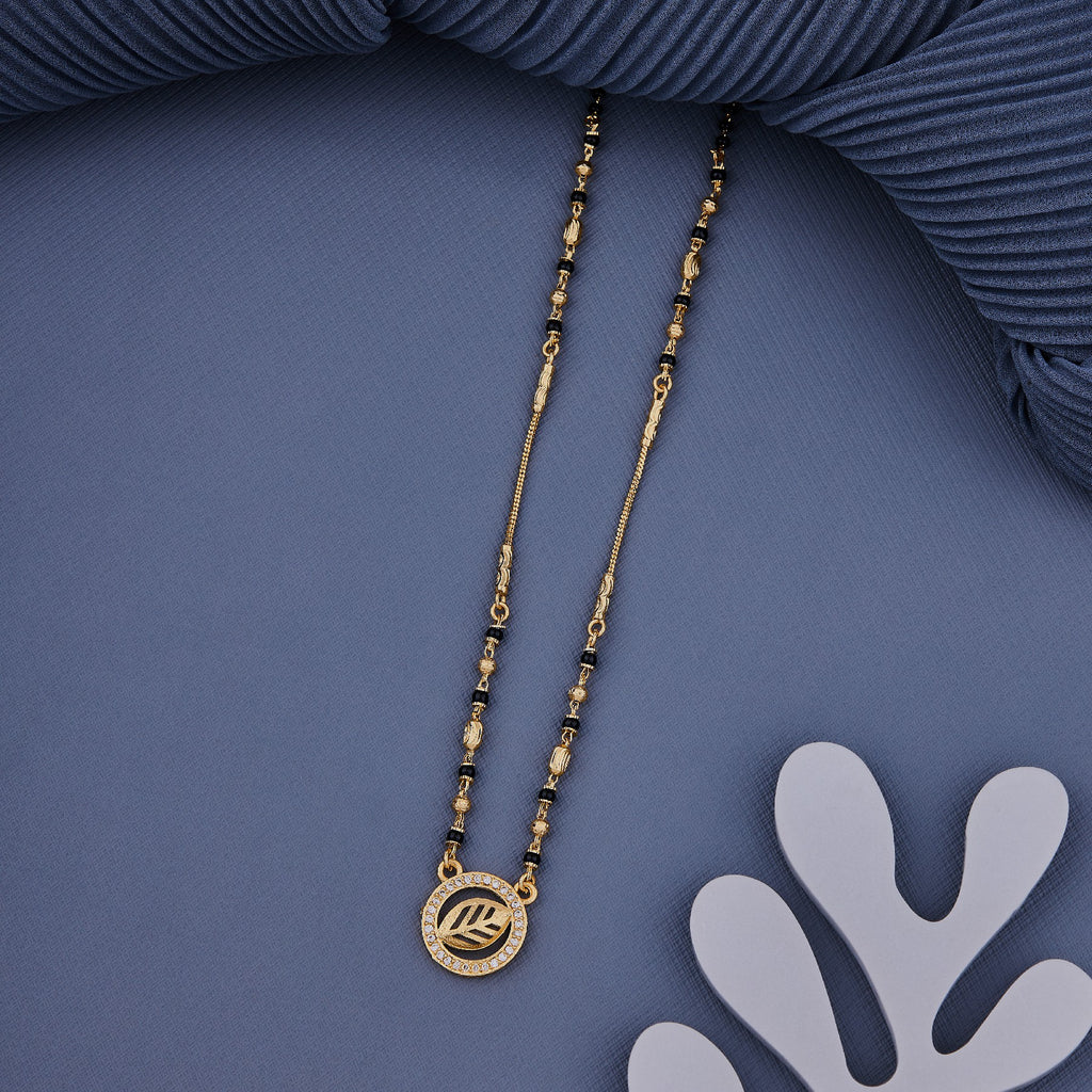 Round Shape Left Design 18k Gold Plated Mangalsutra for women