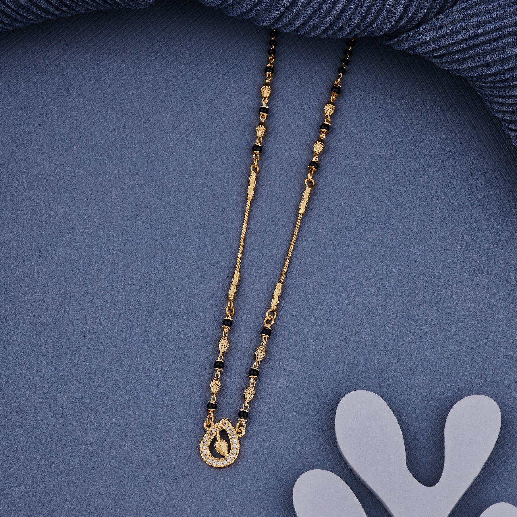 Leaf Teardrop Gold Plated Designer Mangalsutra