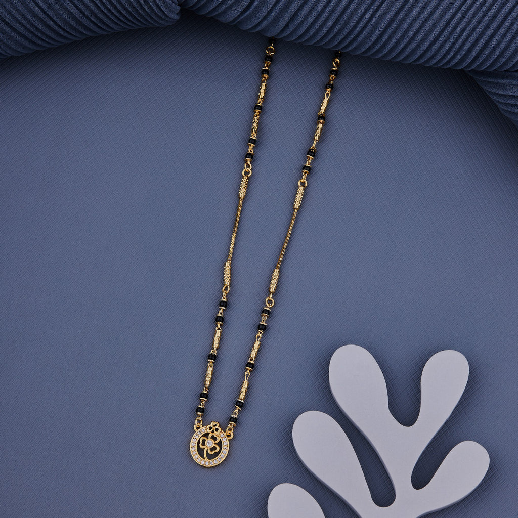 Flower Oval Pendant 18K Gold Plated Mangalsutra
