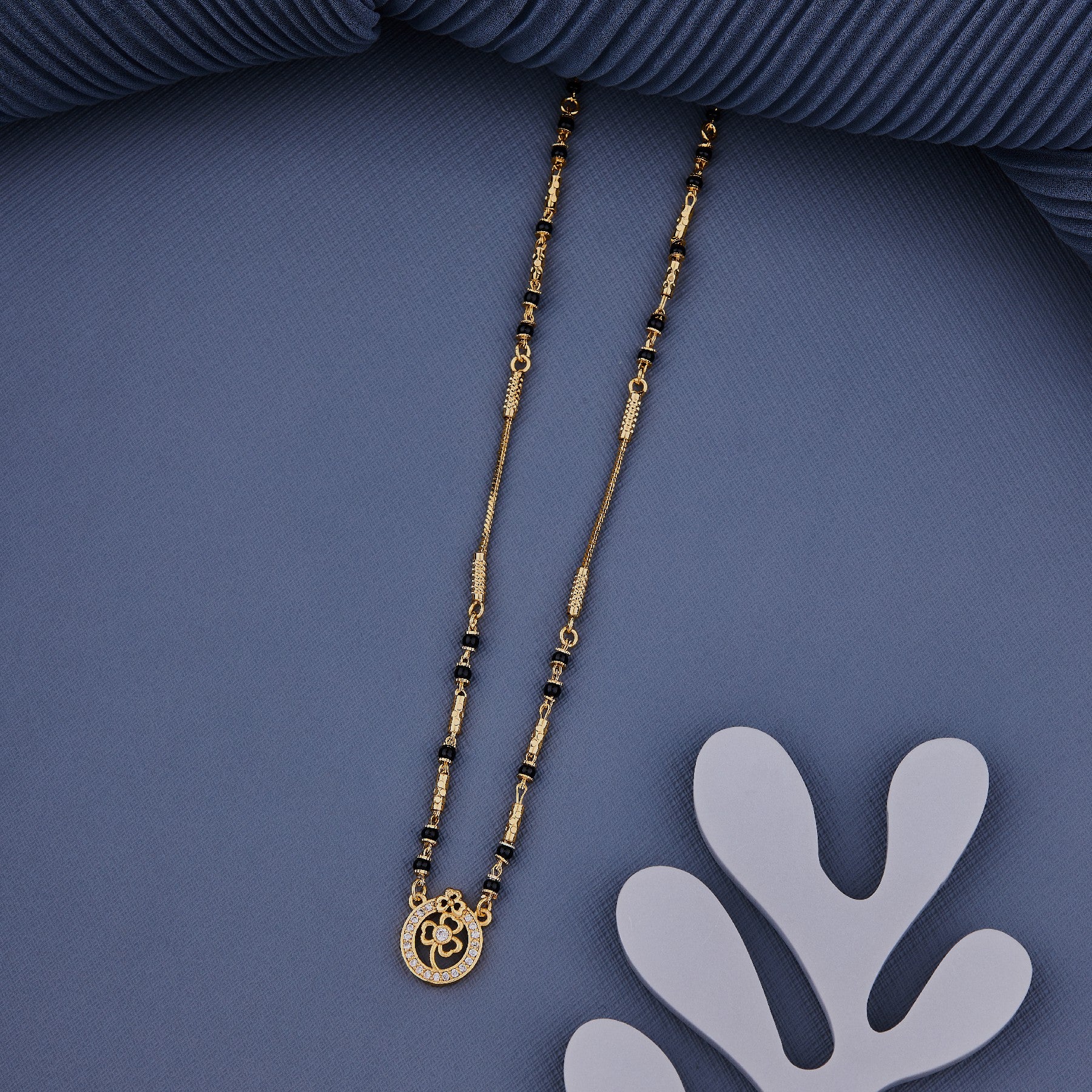 Flower Oval Pendant 18K Gold Plated Mangalsutra