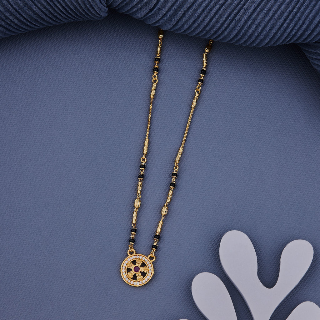Round Floral Chakra Shape 18K Gold Plated Mangalsutra
