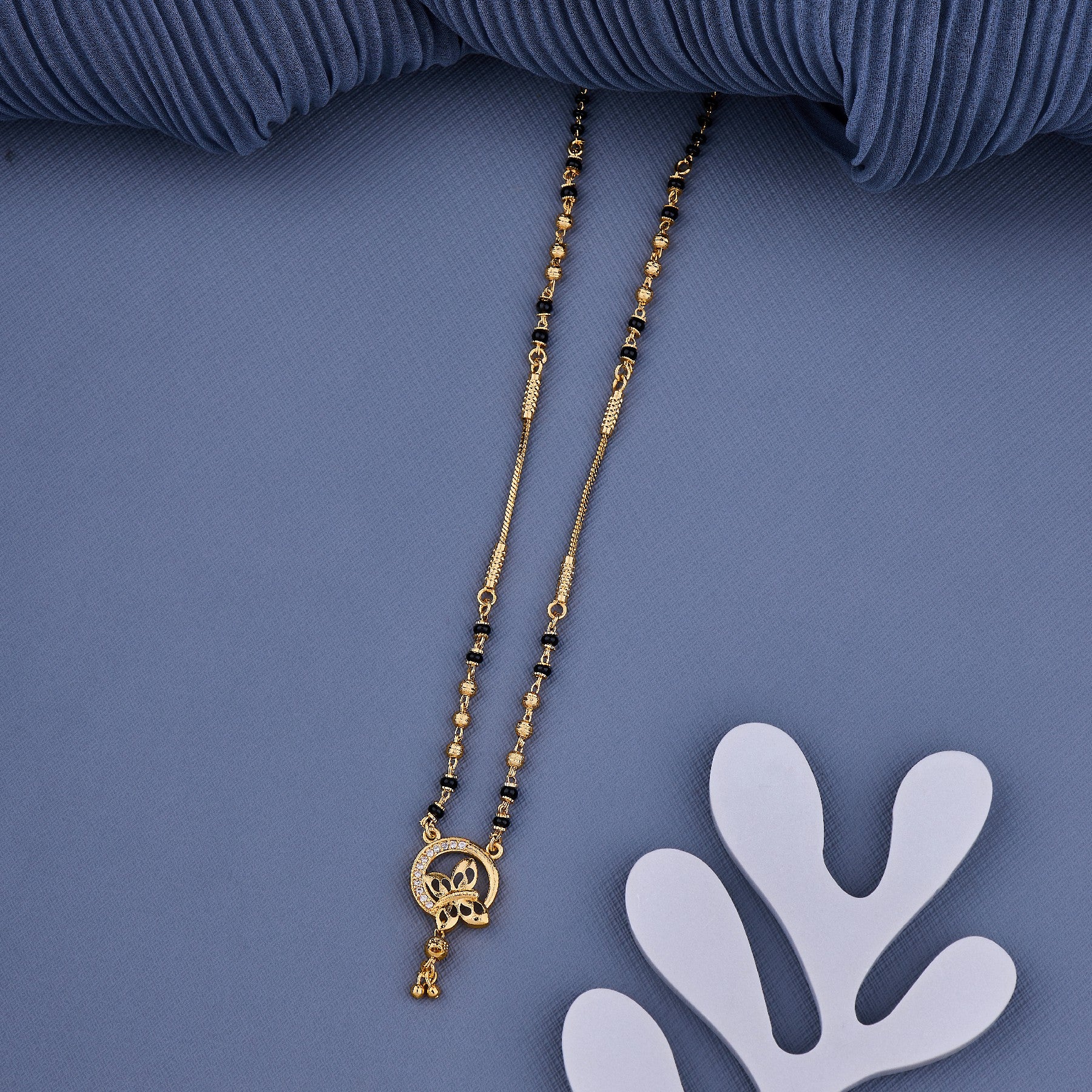 Designer Circular Floral 18K Gold Plated Mangalsutra Necklace