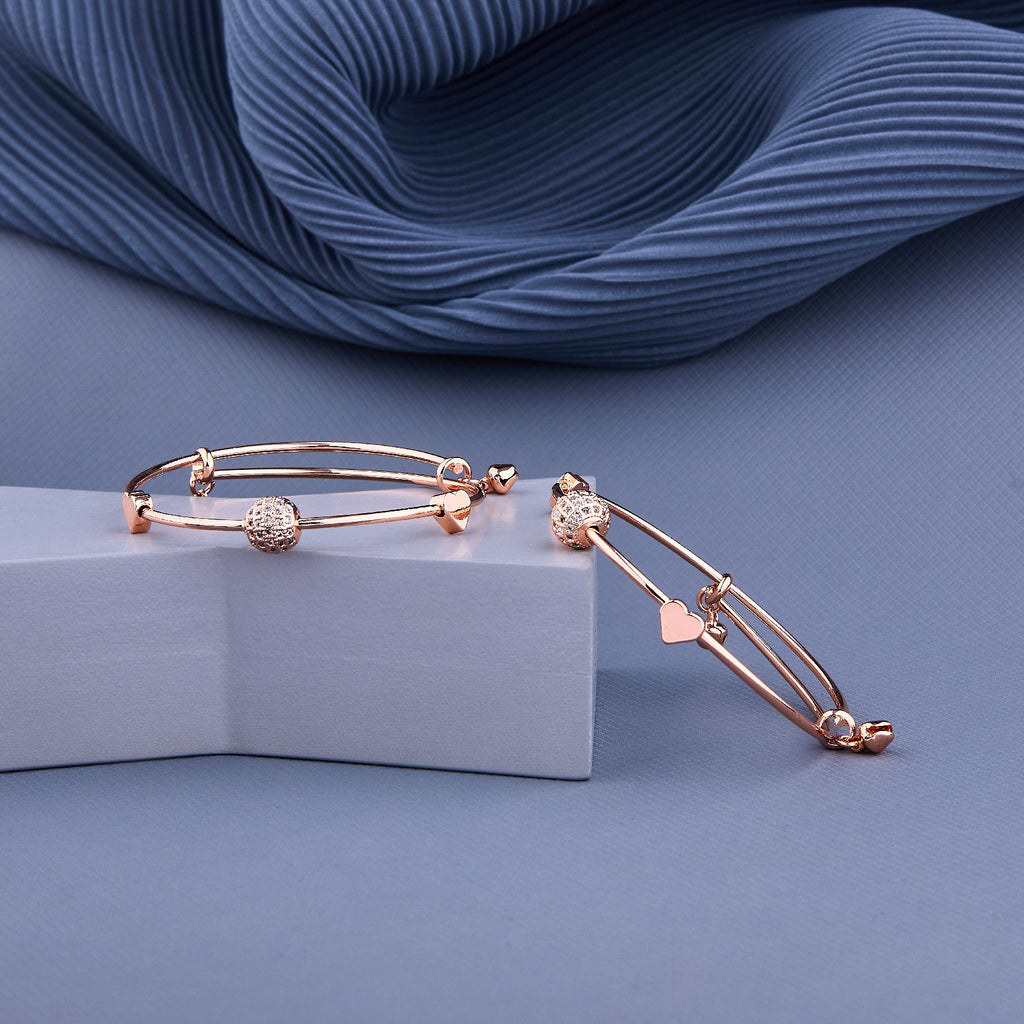 Rose Gold Plated Bracelet & Chain Combo Set for Women