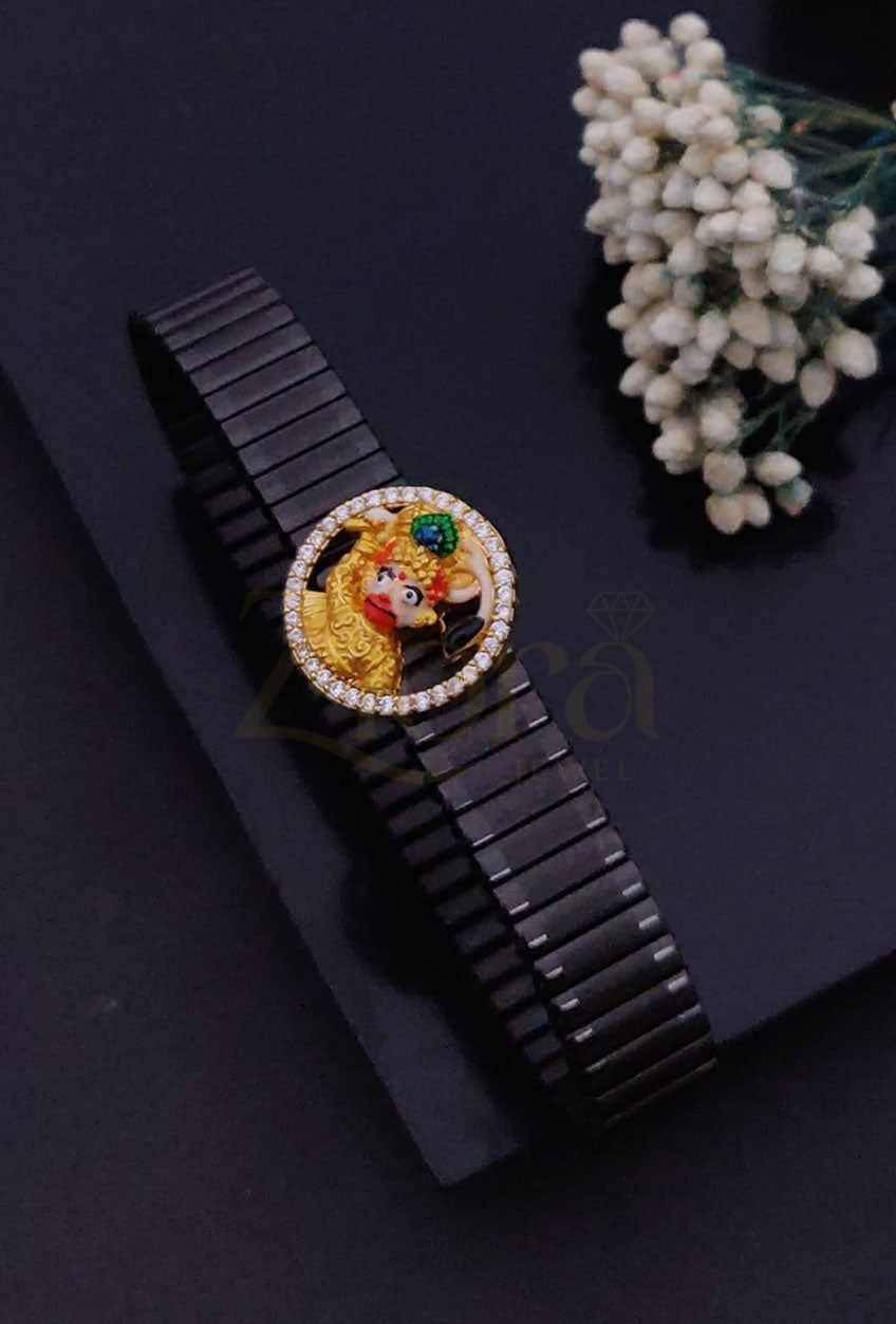Hanuman Ji Black Stretch Bracelet for Men & Women