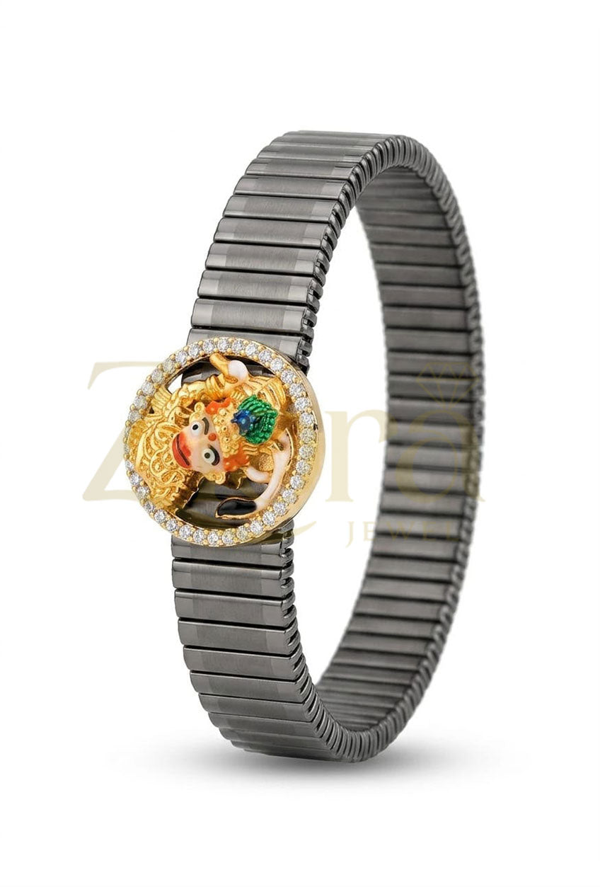 Hanuman Ji Black Stretch Bracelet for Men & Women