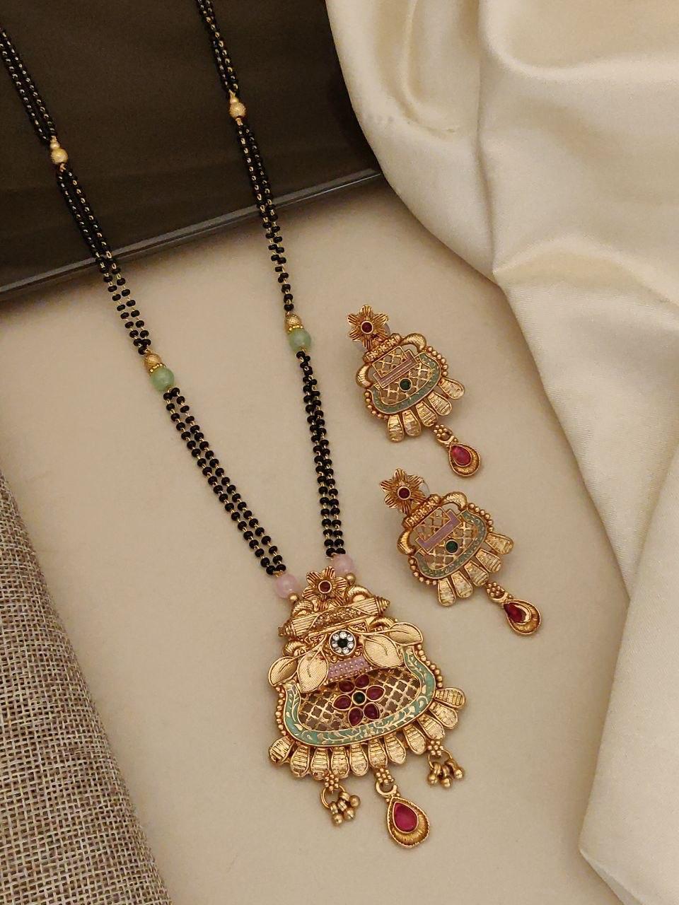 Rajwadi Meenakari Heritage Bloom Mangalsutra Set