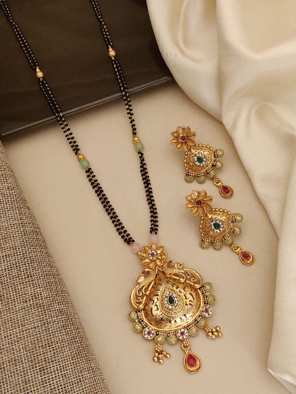 Rajwadi Morika Floral Filigree Mangalsutra Set