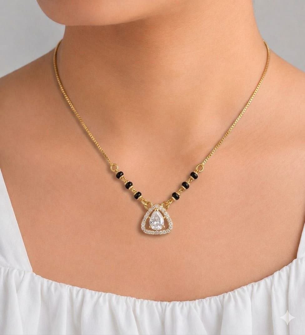 Elegant Short Mangalsutra with American Diamond Star Pendant