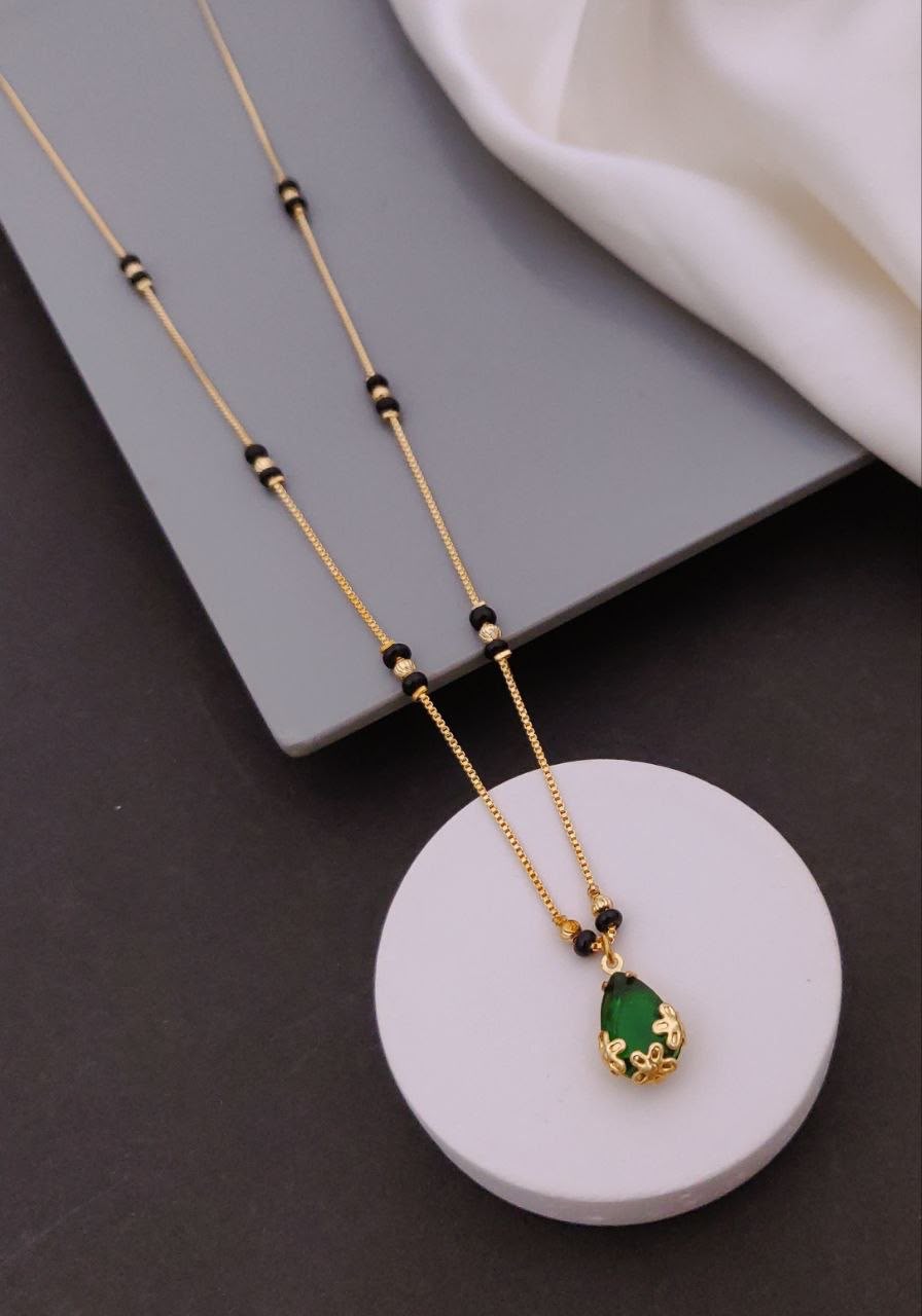Stylist Gold Plated Mangalsutras with Pear AD Daimond For Women