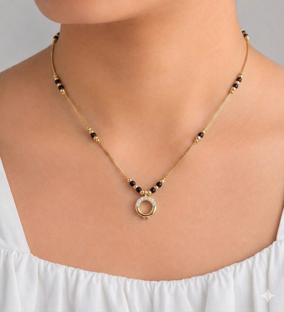 Traditional Gold Brass Mangalsutra with Beautiful Gold Pendant