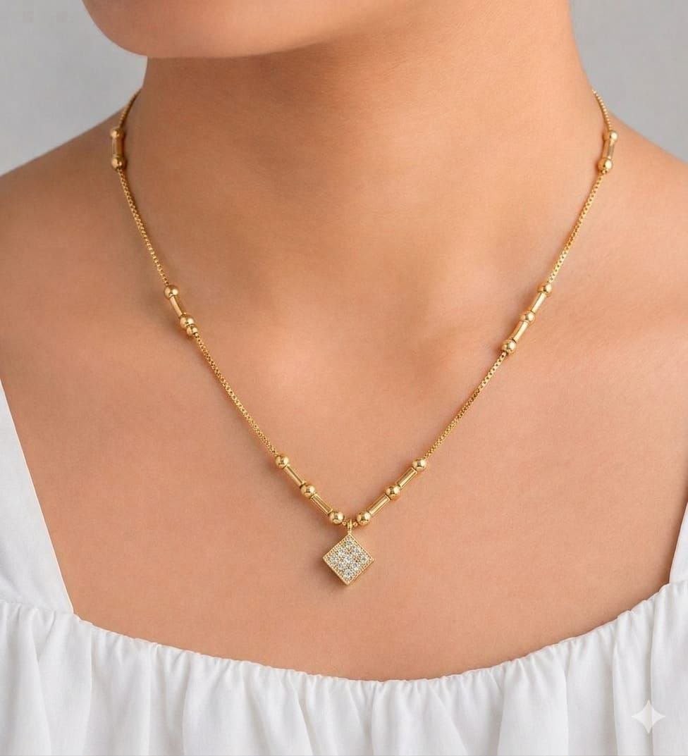 Traditional Gold Brass Mangalsutra with Beautiful Gold Pendant