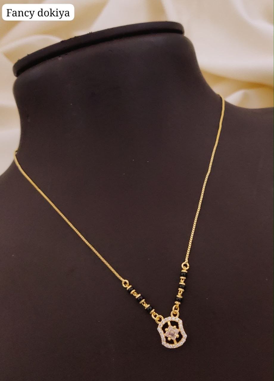 Unique Shape Elegant Short Mangalsutra with American Diamond Star Pendant