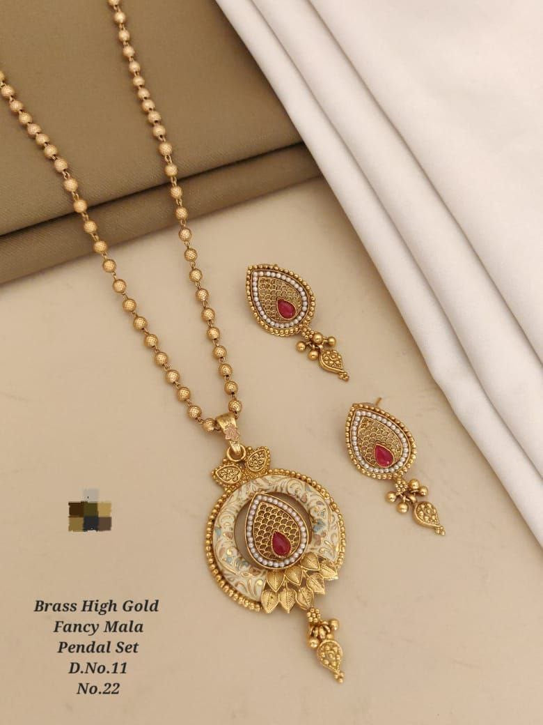 Brass high gold fancy mala set