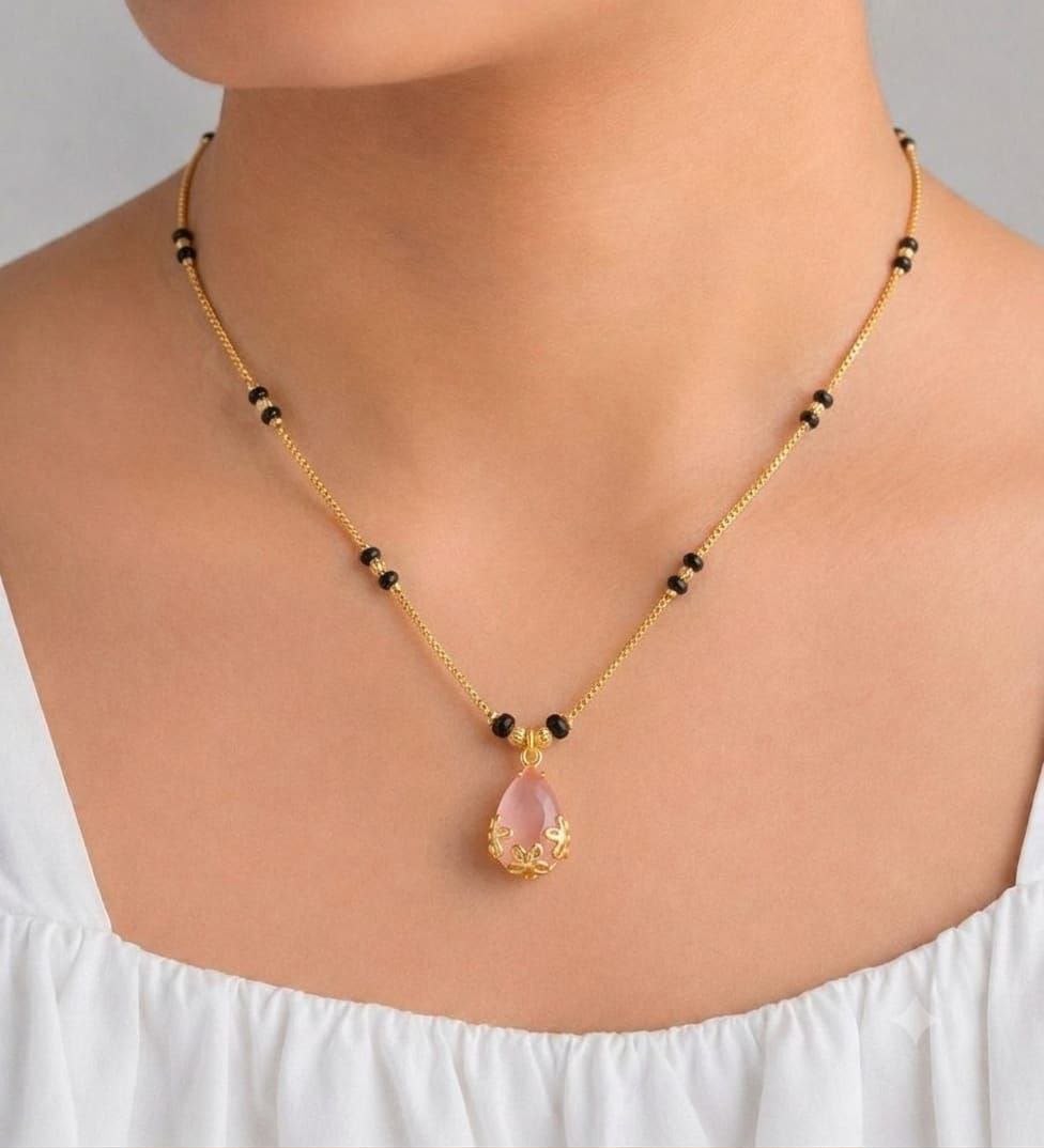 Gold-Plated Zircon Mangalsutra