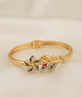 Gold Plated CZ Stone Traditional Openable Bangle (B45)