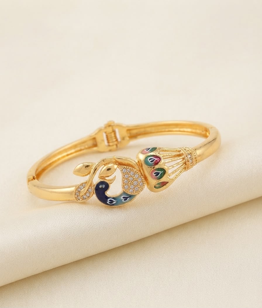 Gold Plated Peacock Design Kada Bracelet for Women (B44)