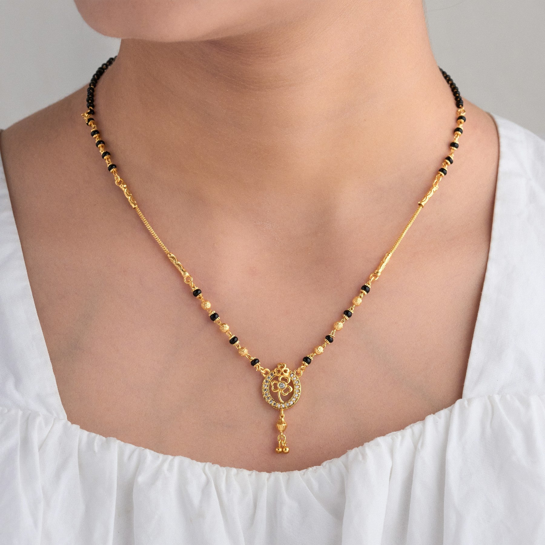 Flower Shape Gold Plated Mangalsutra