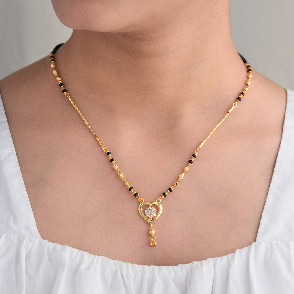 Gold-Plated Artificial Stones and Beads Mangalsutra