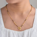 Gold Plated Artificial Stones Studded And Beaded Mangalsutra