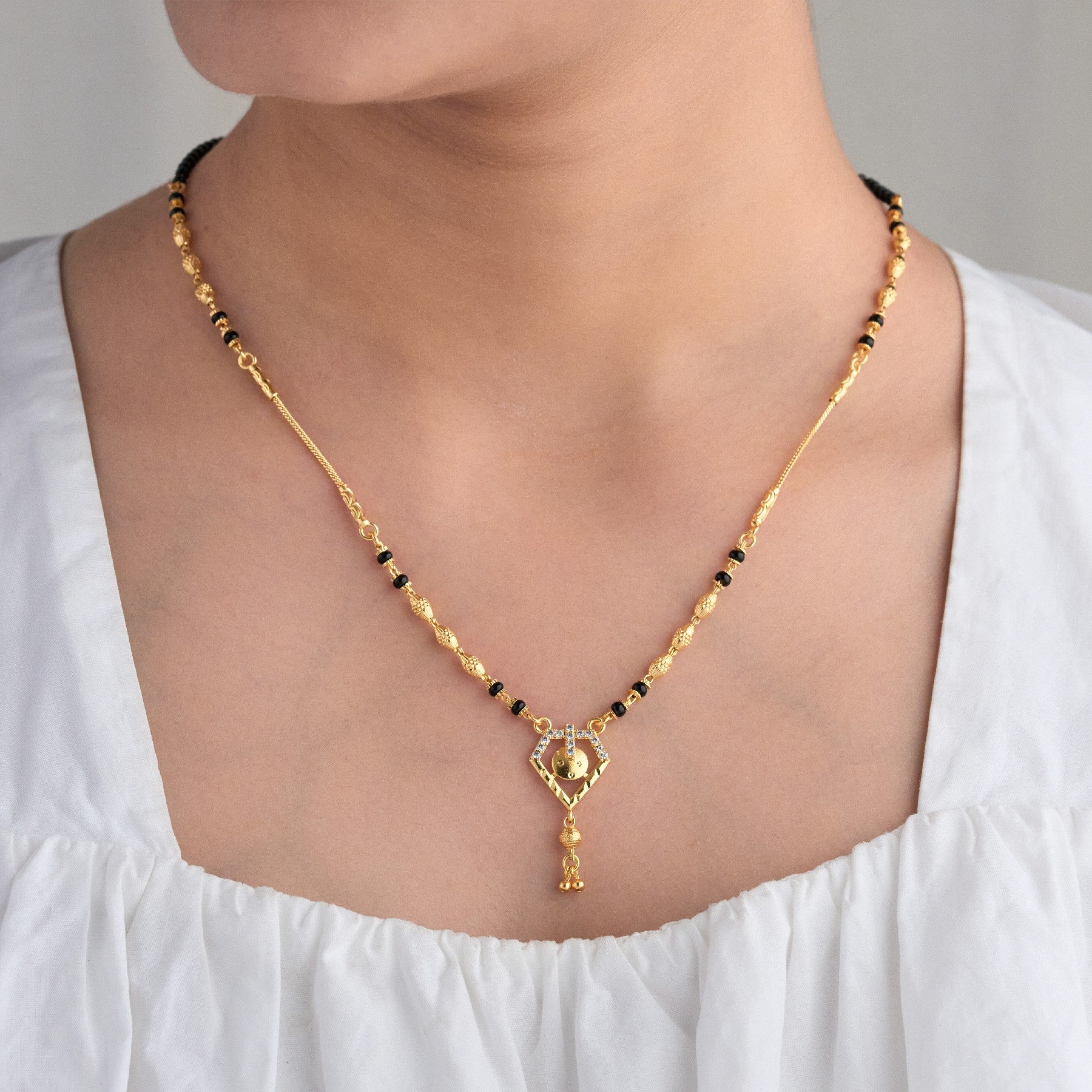 Gold Plated Bow Shaped Mangalsutra with Chain for Women