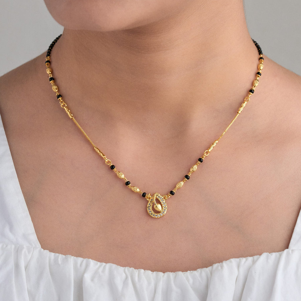 Leaf Teardrop Gold Plated Designer Mangalsutra