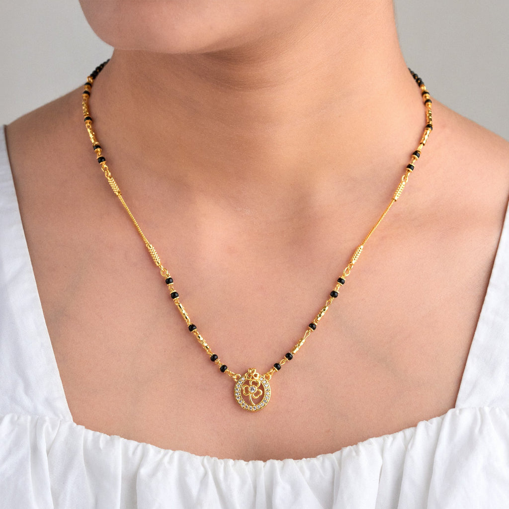 Flower Oval Pendant 18K Gold Plated Mangalsutra