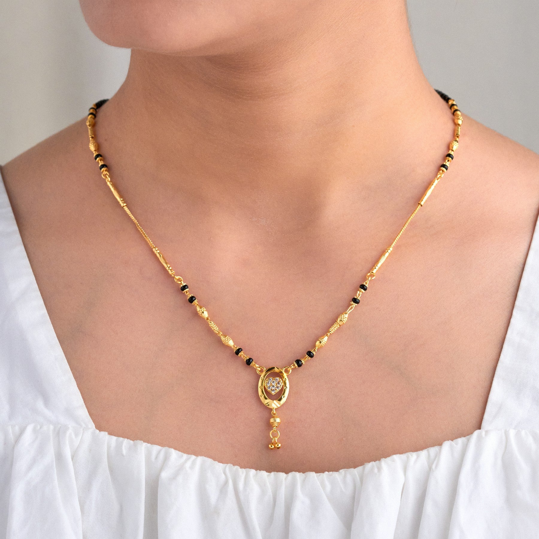 Classic Heart Pendant Gold Plated Mangalsutra for Women