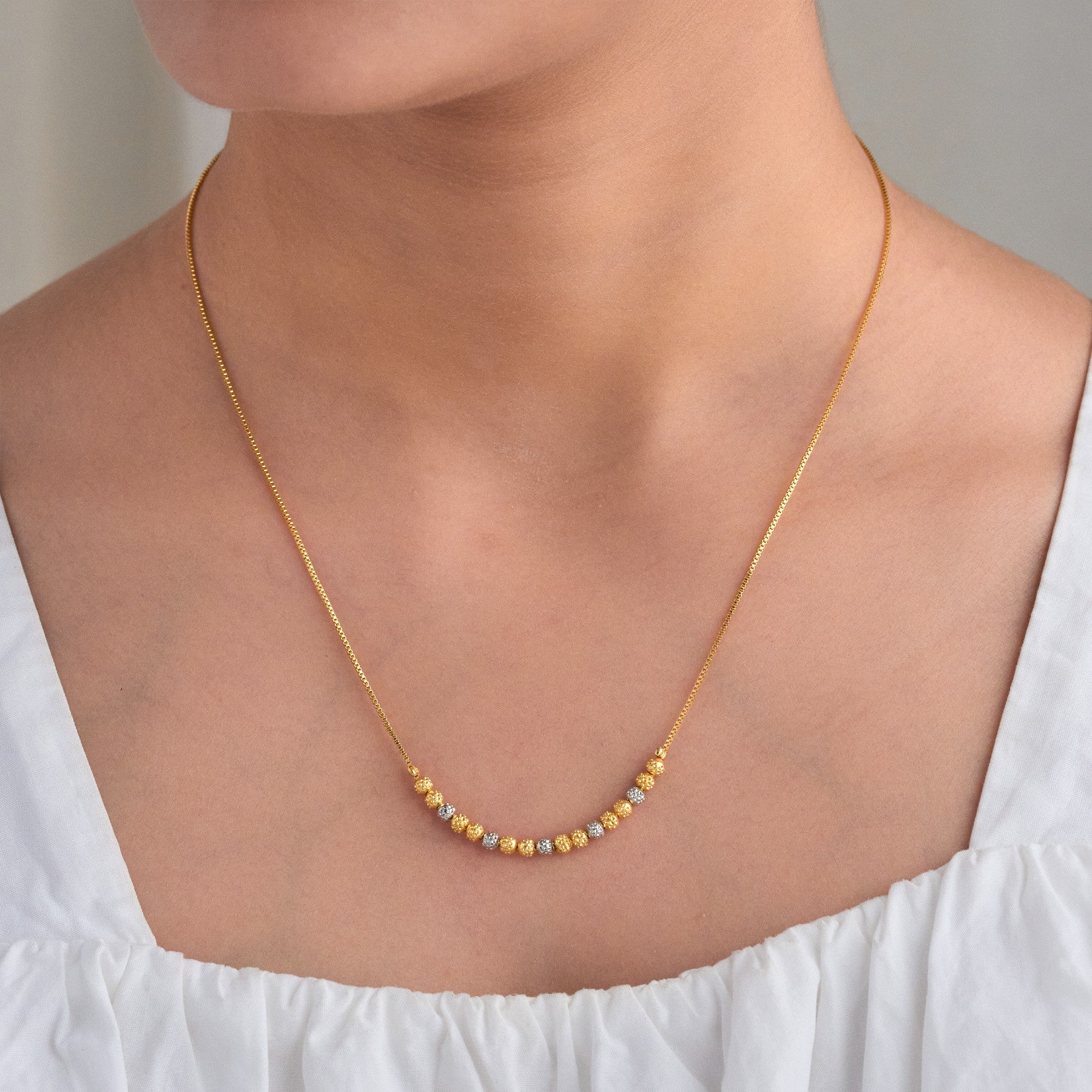 Gold Plated Beaded Necklace & Bracelet Set for Women