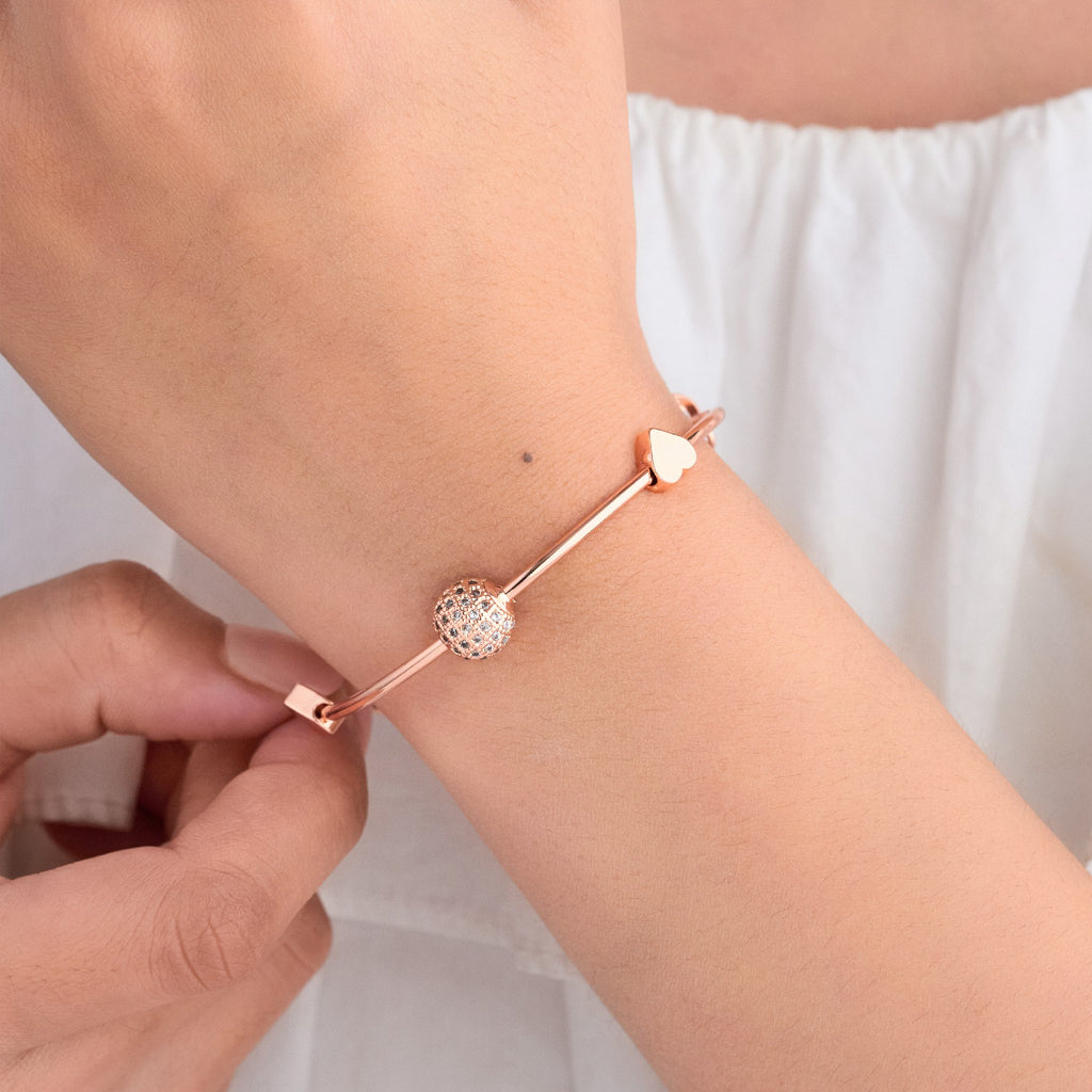 Gold Finish Round Design Balls Bangles (Set Of 2)