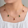 Multicolor Stone Tanmaniya Necklace | Gold Plated Anti-Tarnish Necklace for Women
