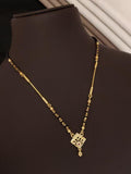 AD Diamond Gold-Plated Square Designer Pendant for Women