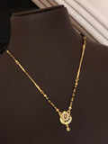 Teardrop Pendant & Black Beads Chain AD Diamond Gold-Plated Designer Mangalsutra
