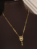 Oval Pendant Mangalsutra with Heart Design AD Diamond Gold-Plated Designer Mangalsutra