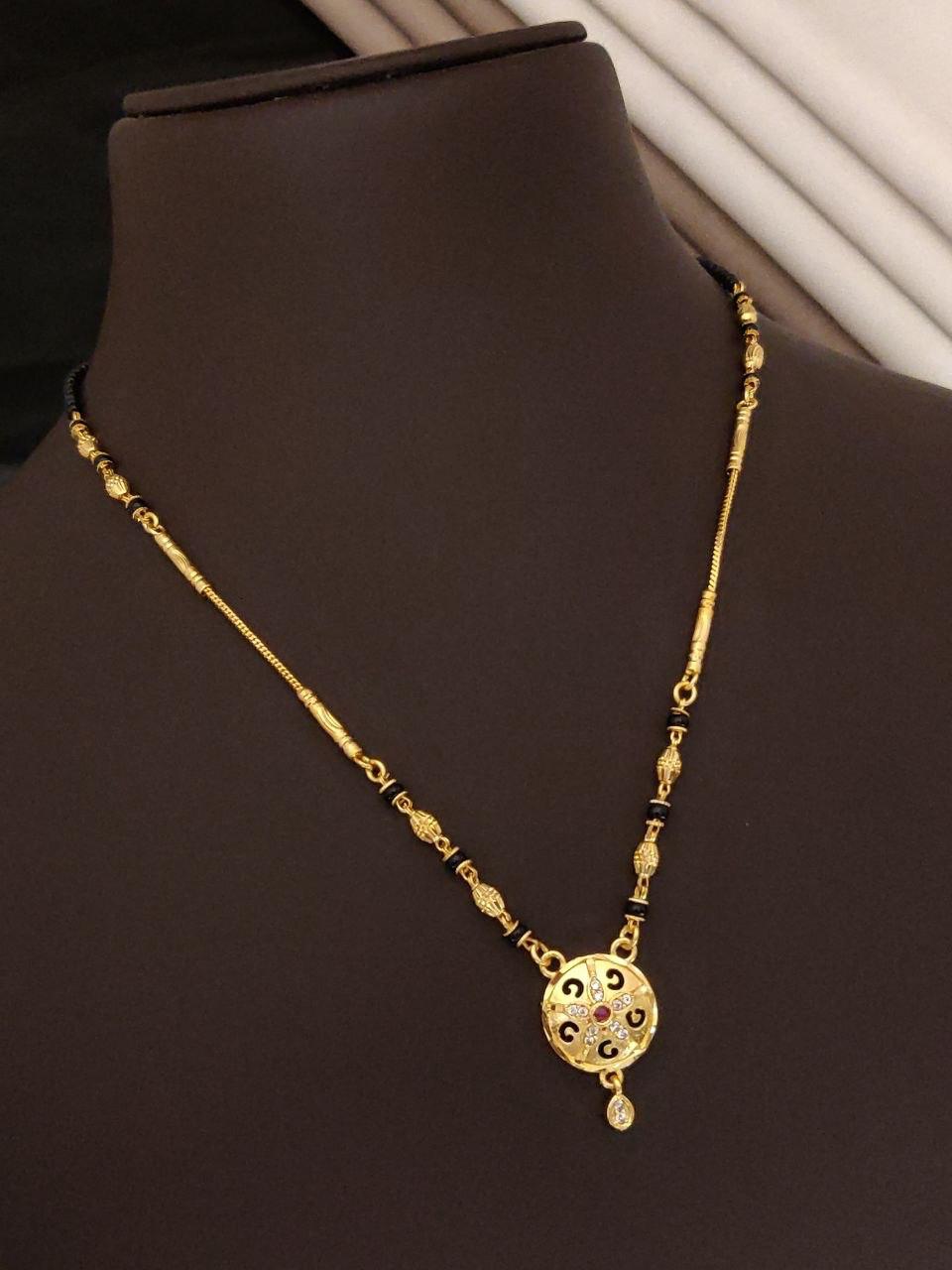AD Diamond Gold-Plated Circular Designer Mangalsutra