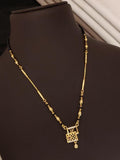 Square AD Diamond Gold-Plated Geometric Designer Pendant Mangalsutra