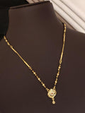 Floral Round Designer AD Diamond Gold-Plated Mangalsutra