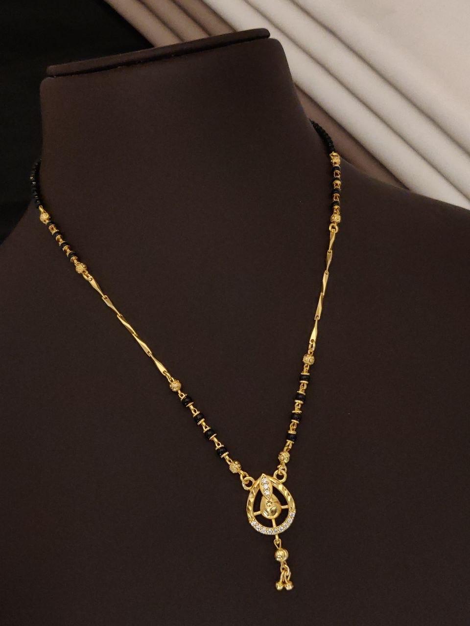 Teardrop Designer AD Diamond Gold-Plated Mangalsutra