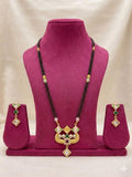 Heritage Glow AD Diamond Gold-Plated Mangalsutra Set with Geometric Pendant & Earrings