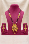 Rajwadi Royal AD Diamond Gold-Plated Mangalsutra Set with Traditional Pendant & Earrings