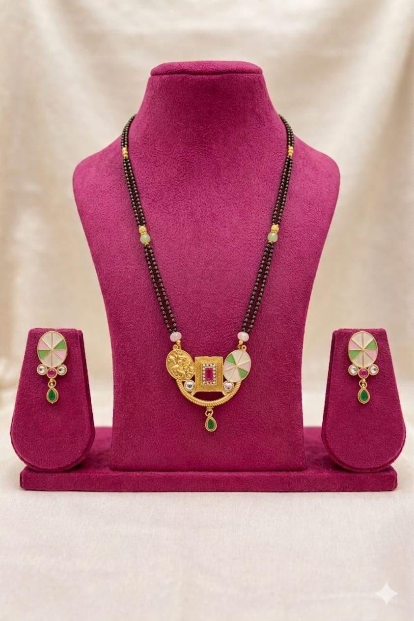 Rajwadi Rangriti Fusion Mangalsutra Set (Pendant & Earrings)