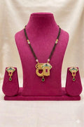 Rajwadi ShilpAura Designer Mangalsutra Set (Pendant & Earrings)