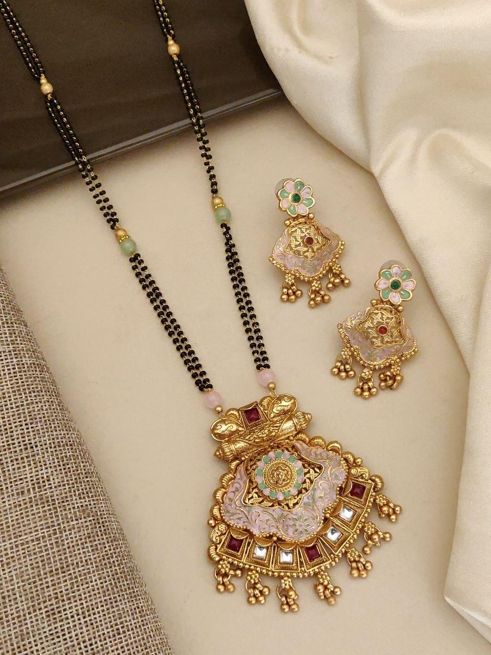 Rajwadi Gulnaar Meenakari Royale Mangalsutra Set
