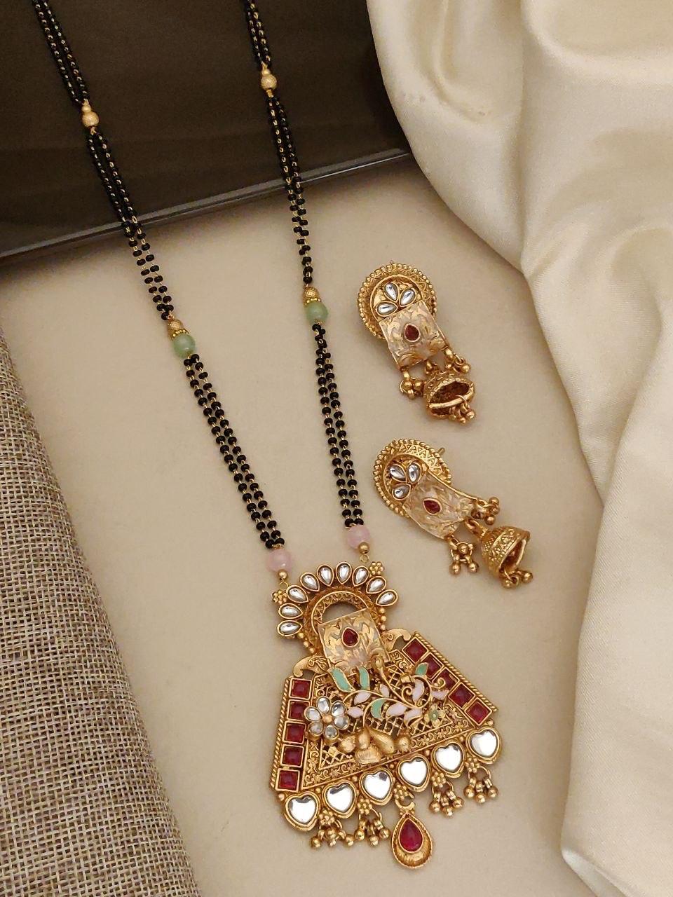 Rajwadi Noor Kundan Jharokha Mangalsutra Set