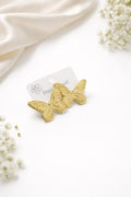 Butterfly Anti Tarnish Double Heart Drop Gold Plated Earrings