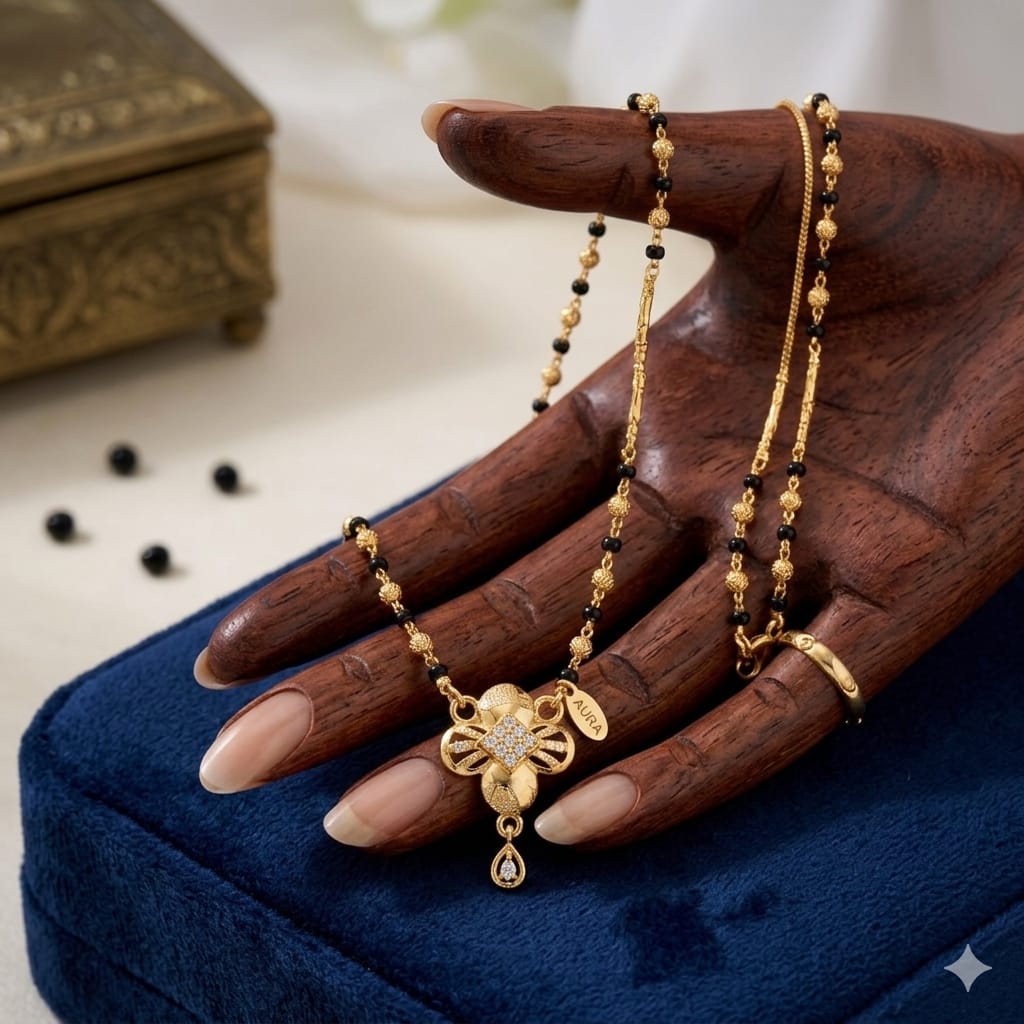 Ziora Mangalsutra - 18K Gold Plated - American Diamond Mangalsutra for women
