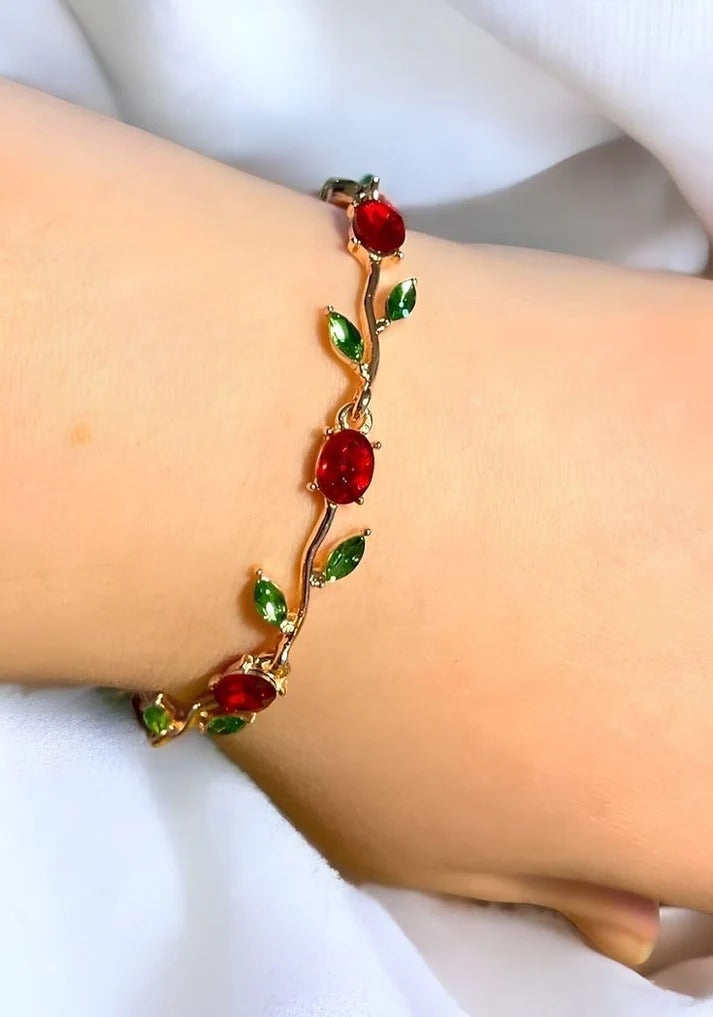 Tulip Bracelet -red green