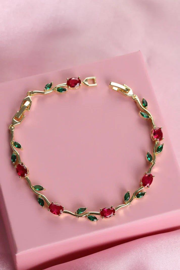 Tulip Bracelet -red green